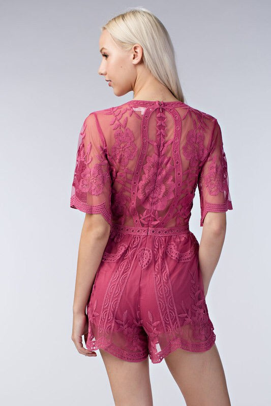 Raspberry Lace Romper Raspberry Lace Romper