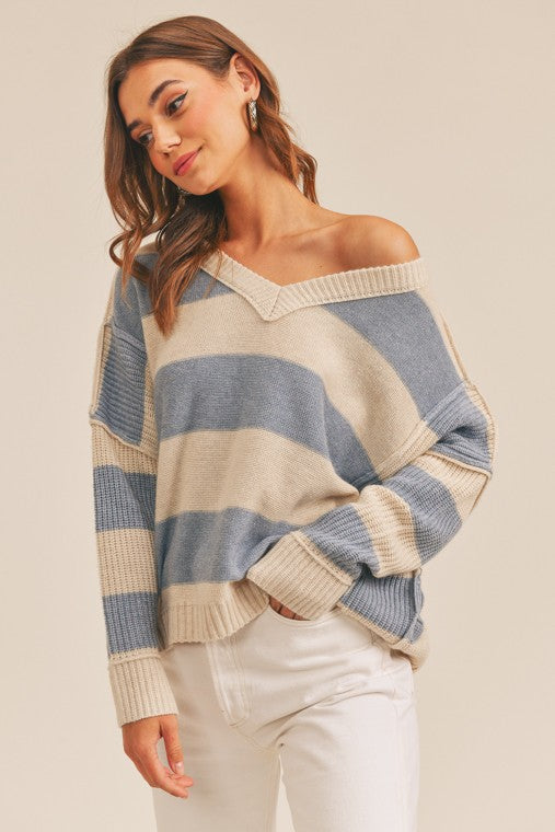 Belinda Striped V-Neck Sweater Belinda Striped V-Neck Sweater
