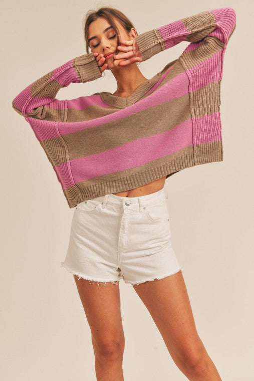 Belinda Striped V-Neck Sweater Belinda Striped V-Neck Sweater