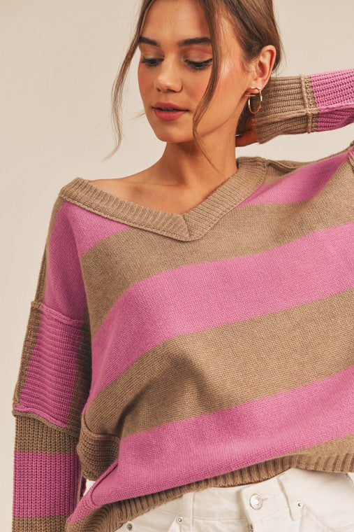Belinda Striped V-Neck Sweater Belinda Striped V-Neck Sweater