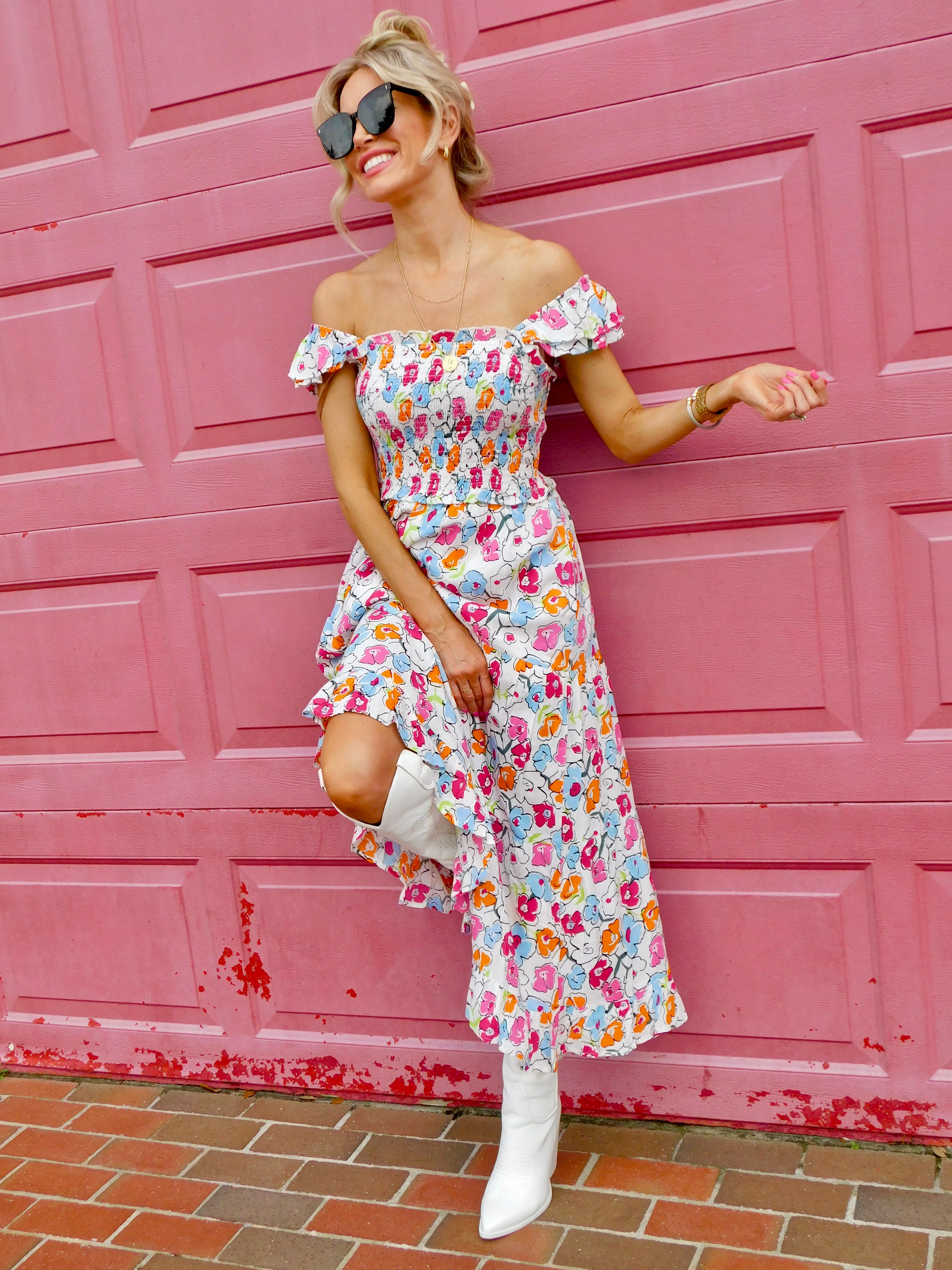 Astrid Smocked Floral Print Tiered Midi Dress Astrid Smocked Floral Print Tiered Midi Dress