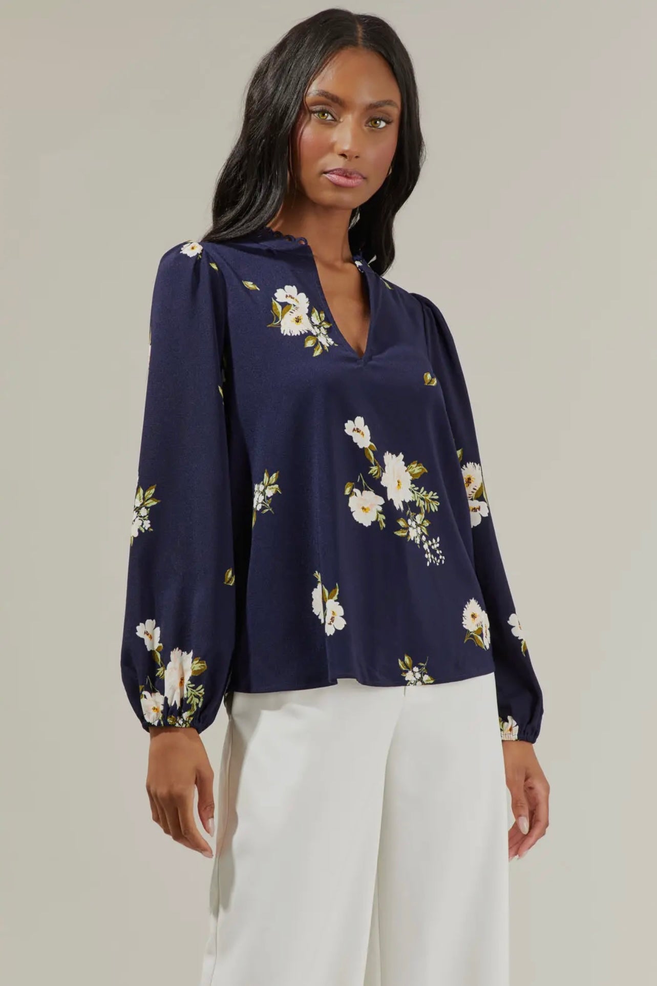 Arlene Floral Split Neck Blouse Arlene Floral Split Neck Blouse