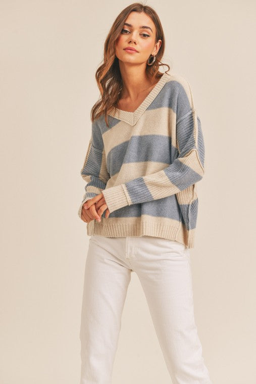 Belinda Striped V-Neck Sweater Belinda Striped V-Neck Sweater