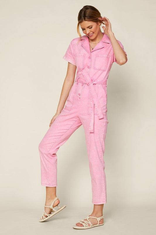 Cassandra Short Sleeve Cotton Utility Jumpsuit Cassandra Short Sleeve Cotton Utility Jumpsuit