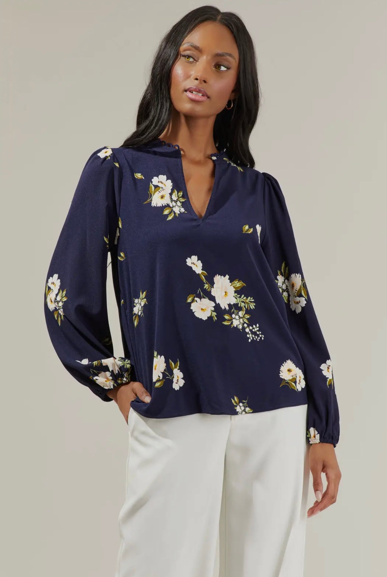 Arlene Floral Split Neck Blouse Arlene Floral Split Neck Blouse