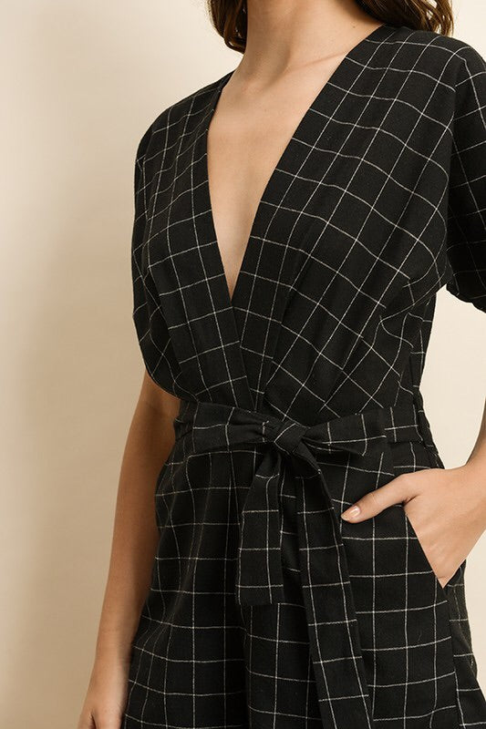 Maria Windowpane Print Romper Maria Windowpane Print Romper