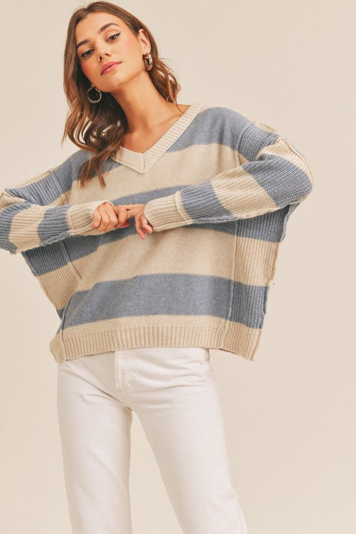 Belinda Striped V-Neck Sweater Belinda Striped V-Neck Sweater