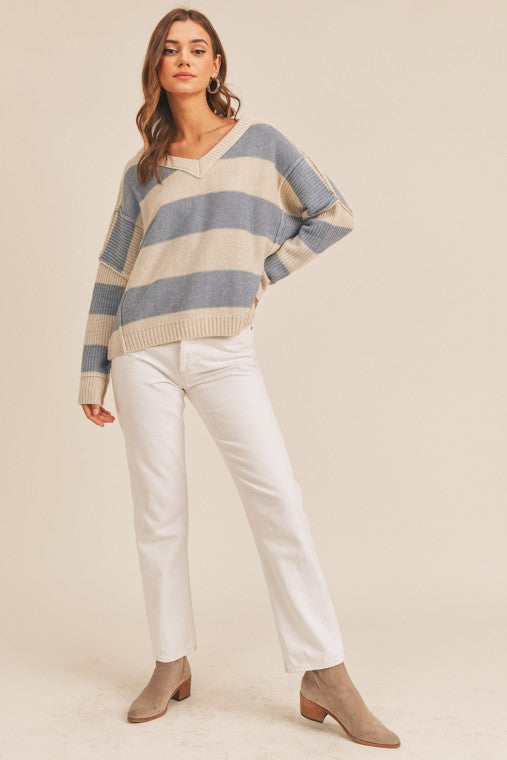 Belinda Striped V-Neck Sweater Belinda Striped V-Neck Sweater