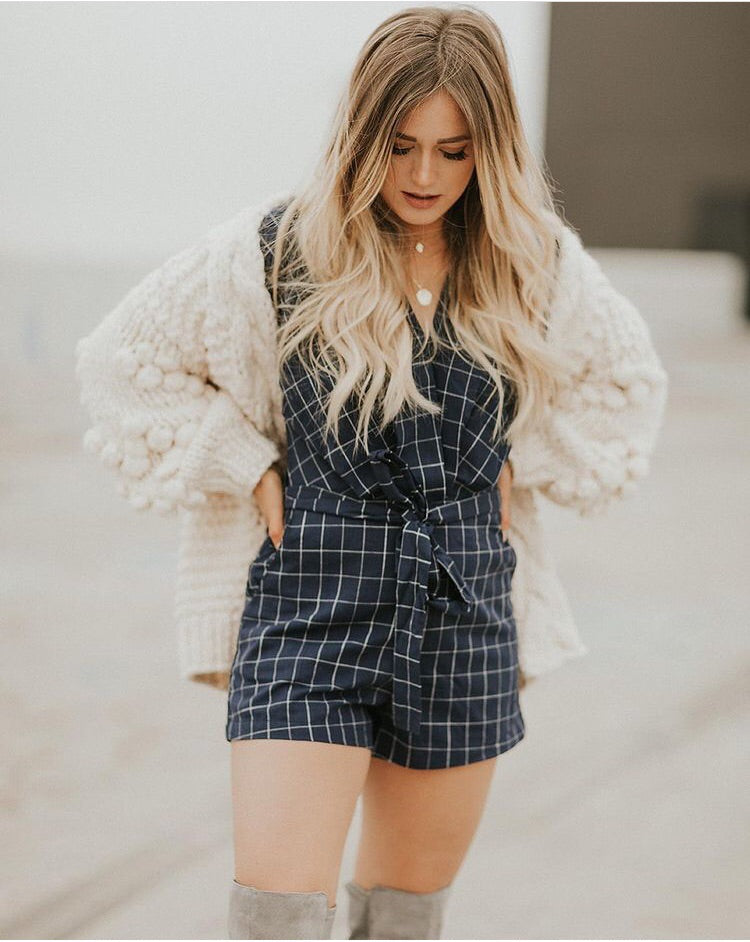 Maria Windowpane Print Romper Maria Windowpane Print Romper