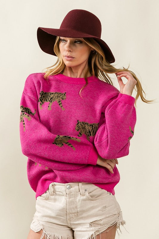 Tabitha Tiger Pattern Knit Sweater Tabitha Tiger Pattern Knit Sweater