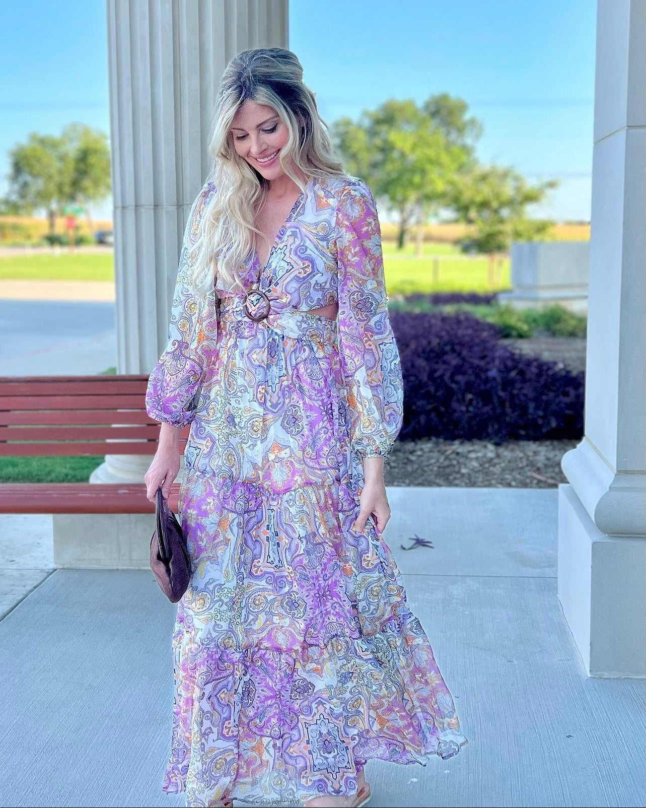 Presley Paisley Print Long Sleeve V-Neck Maxi Dress Presley Paisley Print Long Sleeve V-Neck Maxi Dress
