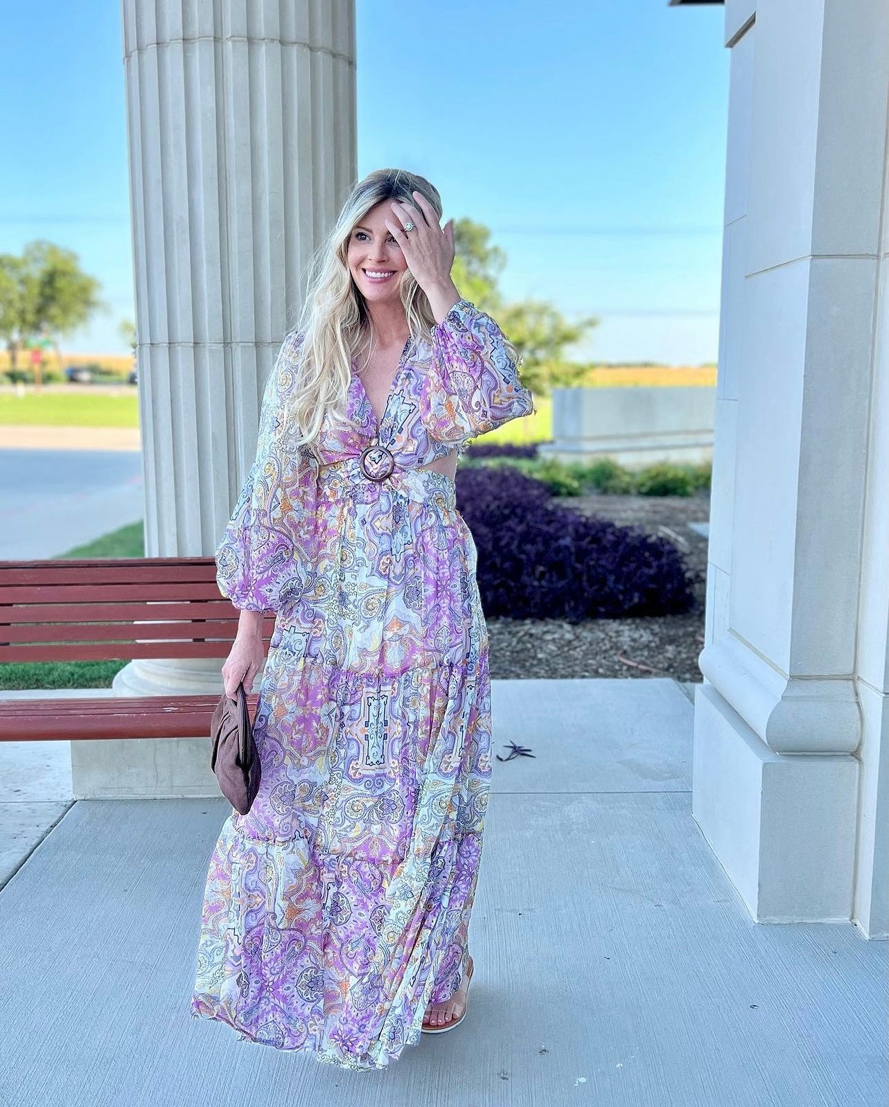 Presley Paisley Print Long Sleeve V-Neck Maxi Dress Presley Paisley Print Long Sleeve V-Neck Maxi Dress