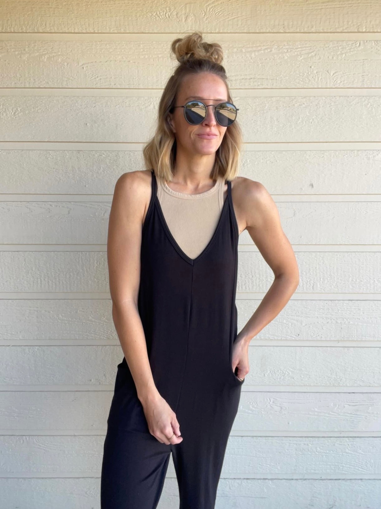 The Kourtney Relaxed Fit V-neck Jumpsuit The Kourtney Relaxed Fit V-neck Jumpsuit