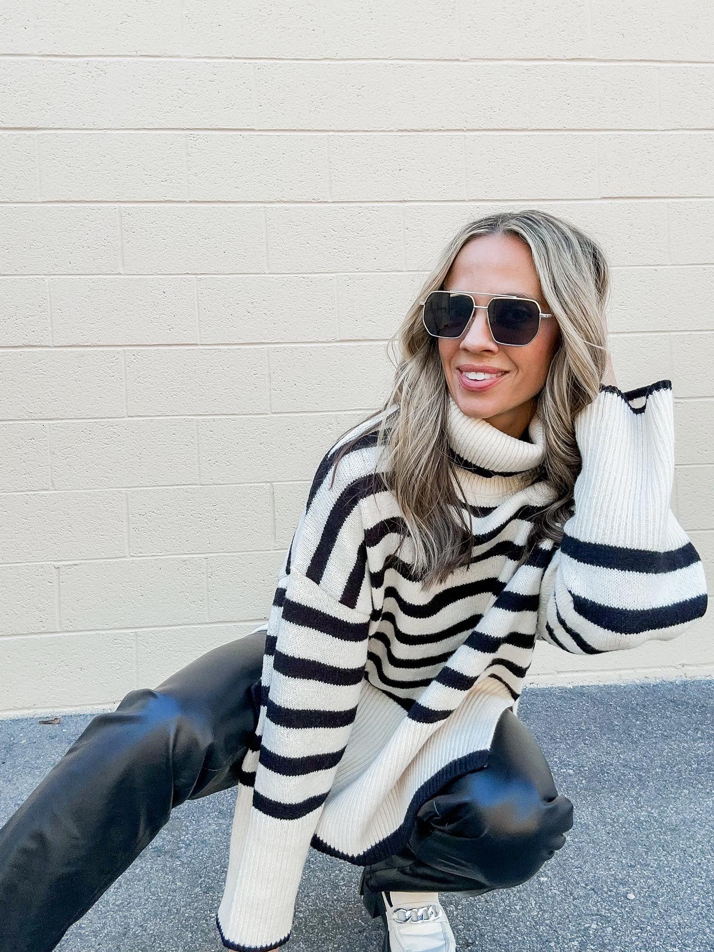 Stevie Striped Turtleneck Pullover Knit Sweater Stevie Striped Turtleneck Pullover Knit Sweater