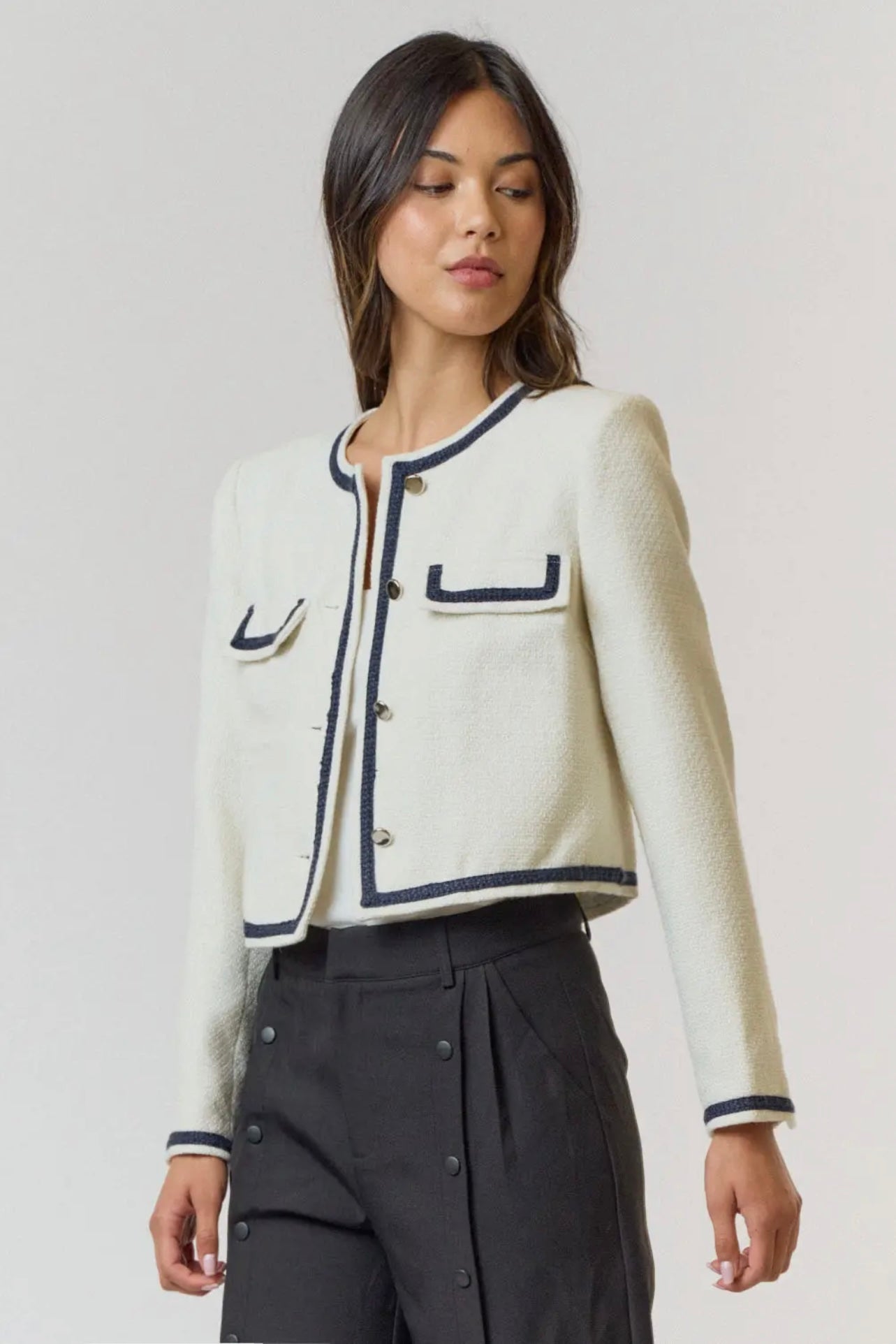 Contrast Detail Tweed Jacket Contrast Detail Tweed Jacket