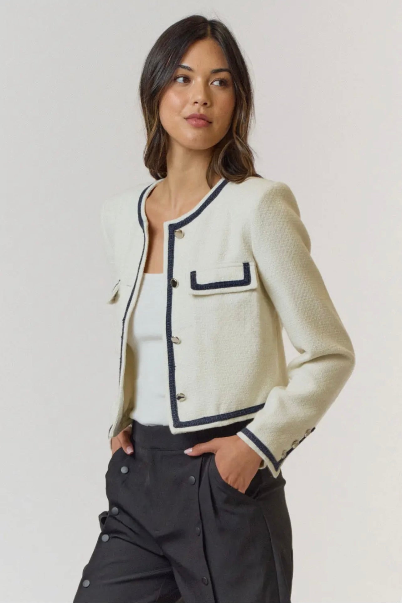 Contrast Detail Tweed Jacket Contrast Detail Tweed Jacket