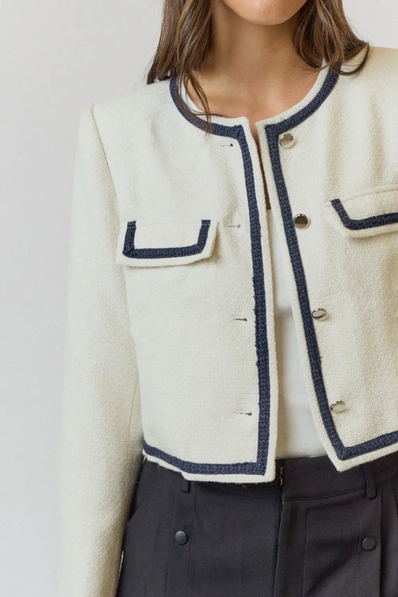 Contrast Detail Tweed Jacket Contrast Detail Tweed Jacket
