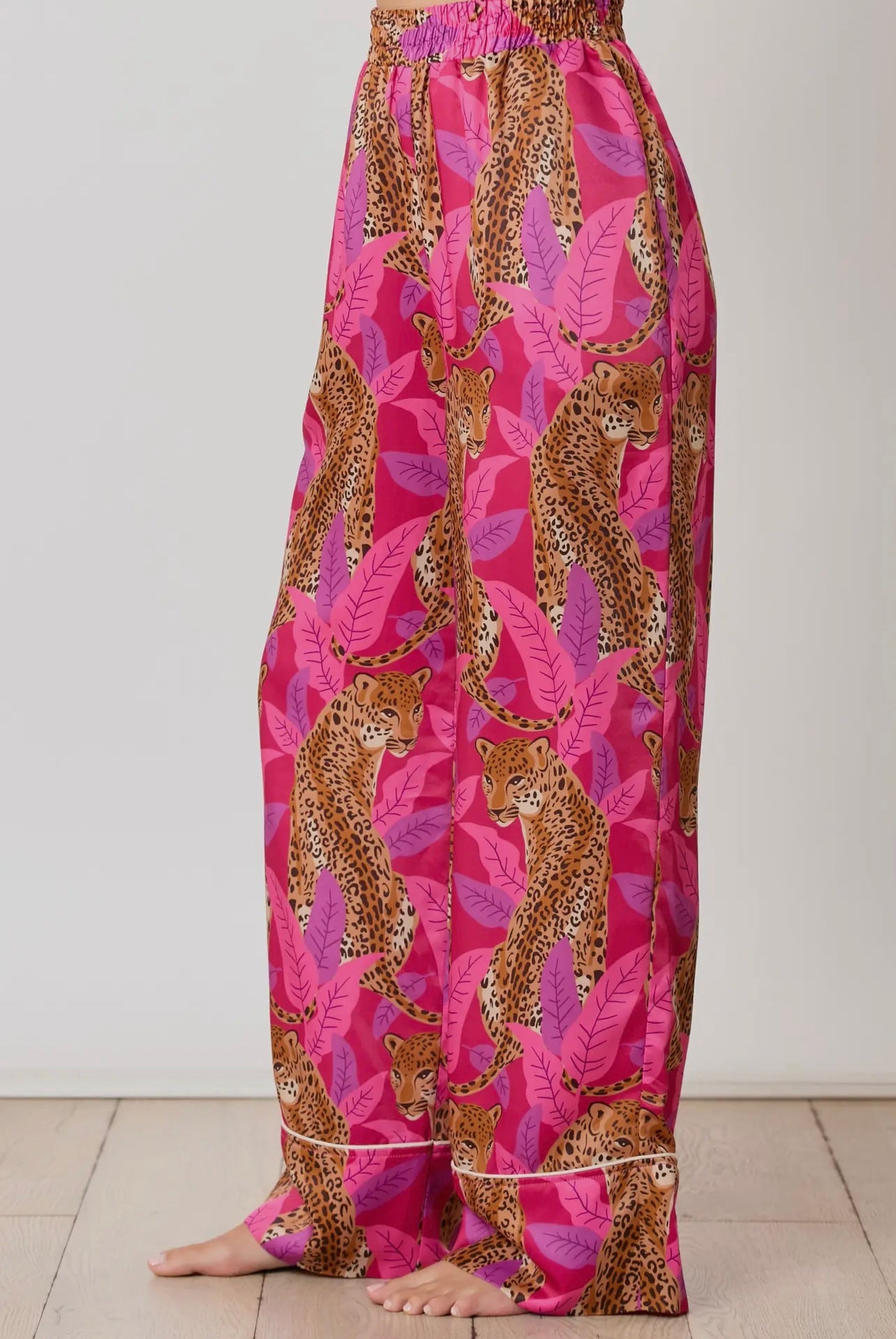 Silky Satin Cheetah Print Long Sleeve Pajama Set Silky Satin Cheetah Print Long Sleeve Pajama Set