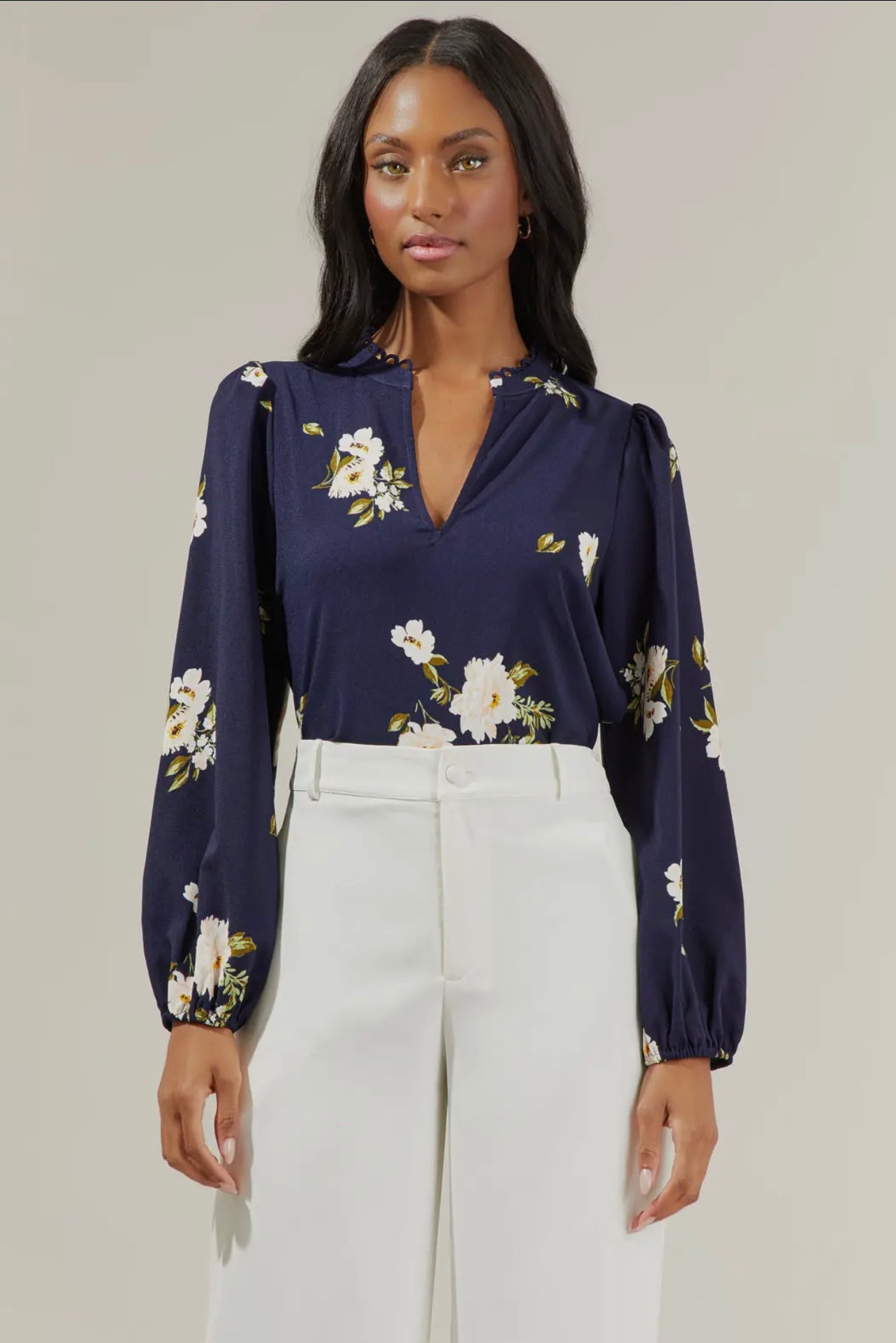 Arlene Floral Split Neck Blouse Arlene Floral Split Neck Blouse