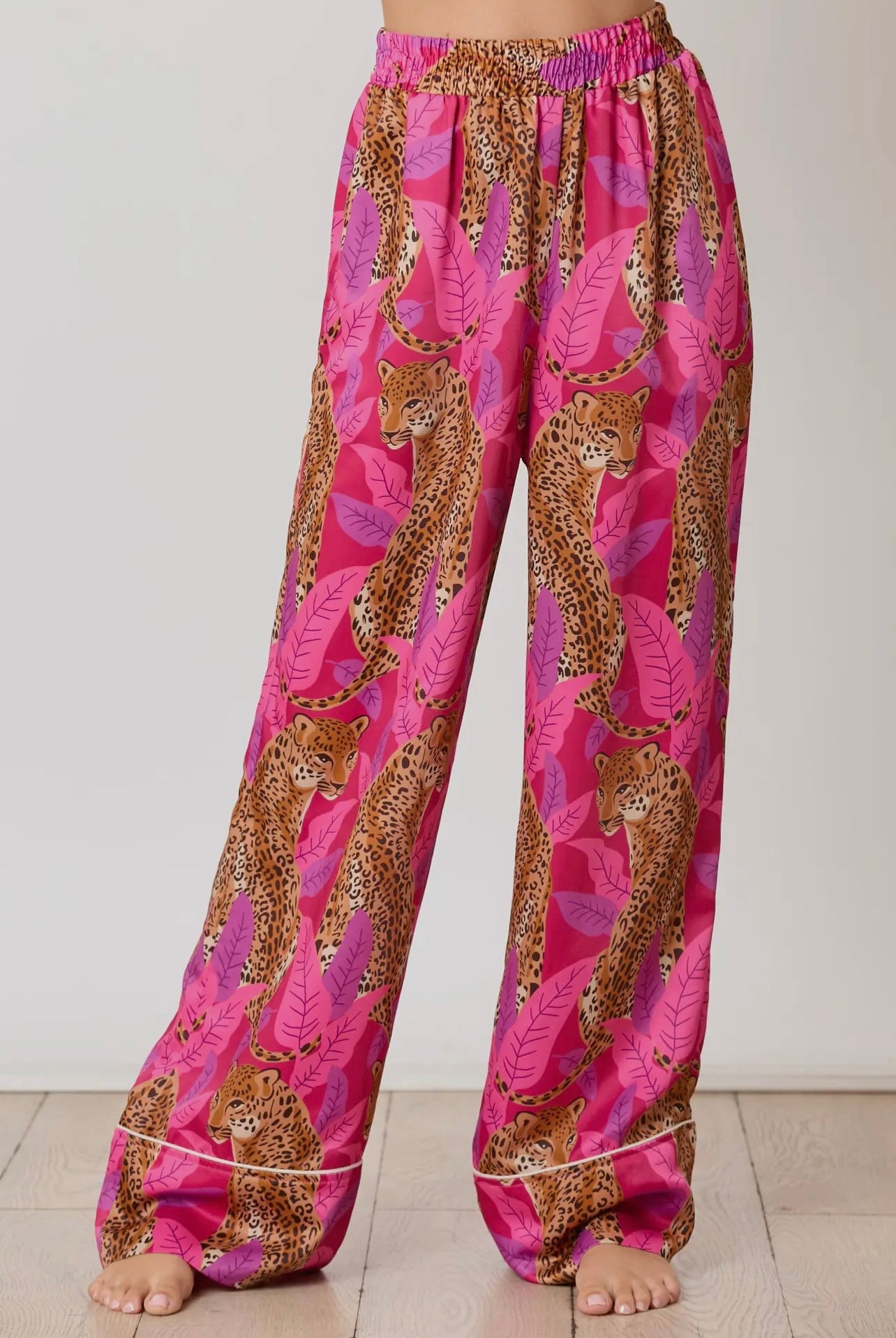 Silky Satin Cheetah Print Long Sleeve Pajama Set Silky Satin Cheetah Print Long Sleeve Pajama Set