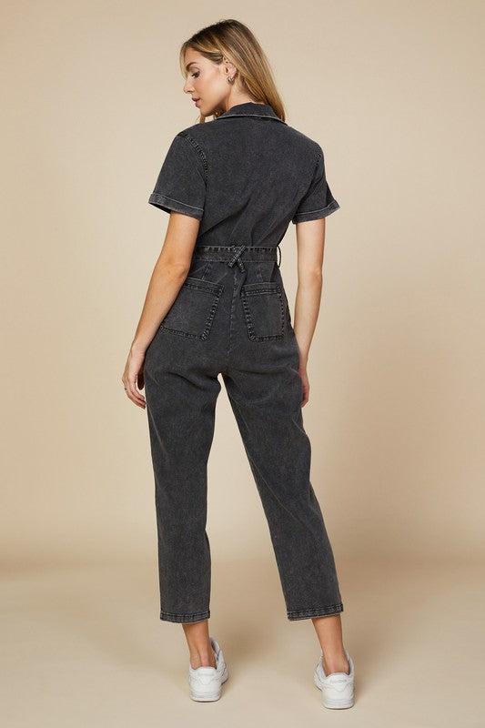 Cassandra Short Sleeve Cotton Utility Jumpsuit Cassandra Short Sleeve Cotton Utility Jumpsuit