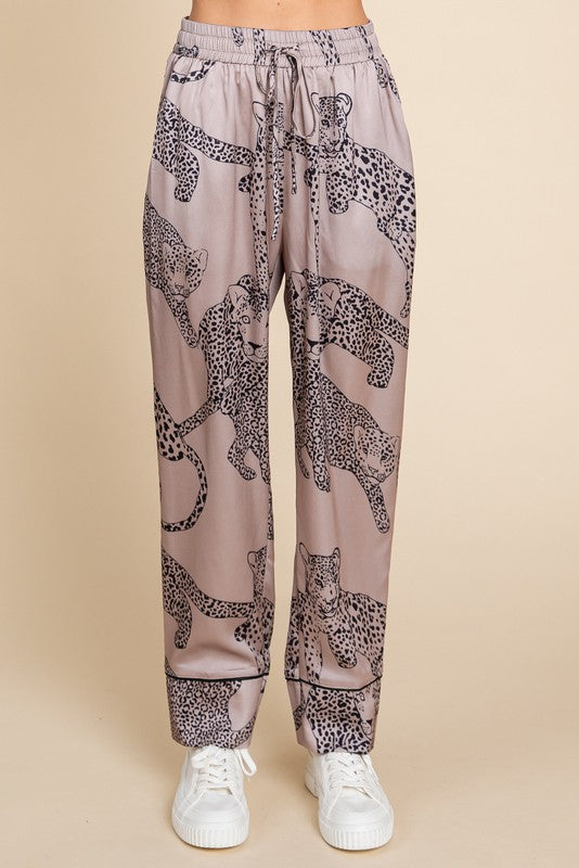 Lucia Satin Cheetah Print Pajama Set Lucia Satin Cheetah Print Pajama Set